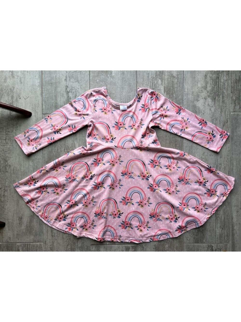 Los Angeles Boutique Long Sleeve Twirl Swirl Fall Spring Rainbow Boho Dress 6T